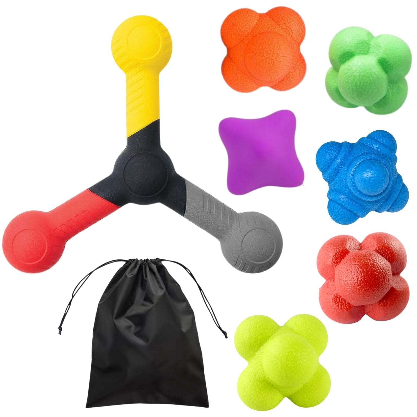 

HOTQ Reaction Ball, Dynamic Vision, Reflexes, and Lung Capacity Training Set, Practice and Training Rods (7 Balls)