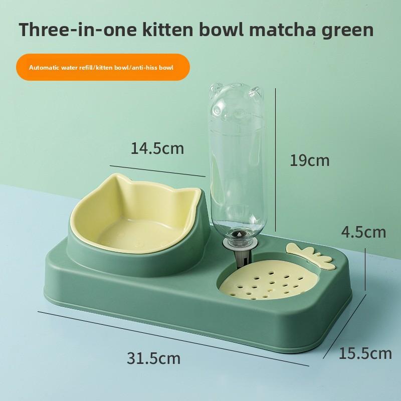 Cat Bowl, Double-bowl Moisture-proof Mouth, Multi-functional Pet Bowl, Automatic Feeding and Drinking Water Dispenser, Dog Bowl