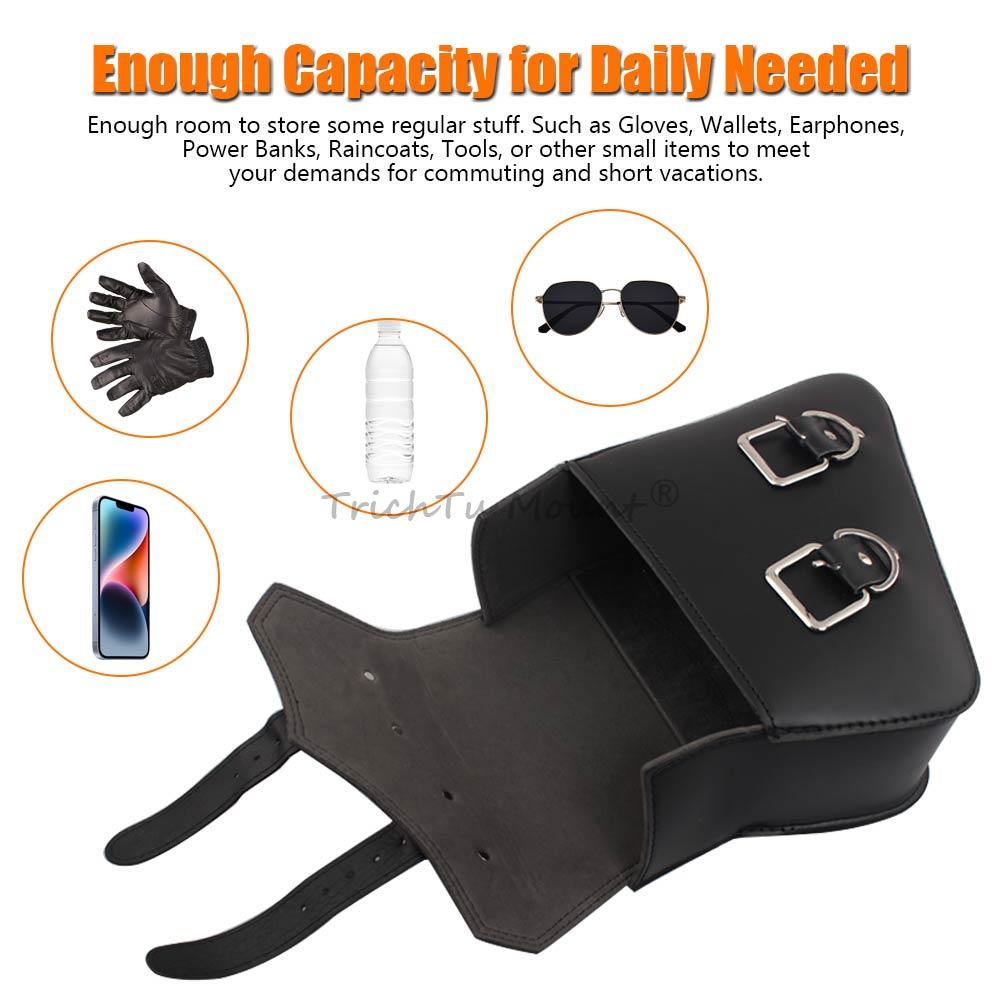 1PC Universal Motorcycle PU Leather Saddlebags Side Tool Pouch Bag Luggage Saddle Bag For Harley Davidson Sportster XL883 XL1200