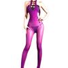 Fashion Women Backless Open Crotch Bodysuit Hollow Out Jumpsuit Oil Shiny Glossy Elastic Tight 5D 912 Pin Bandage Maid Leotard