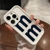 Simple Black White Stitching Letter M Phone Case for IPhone16 15 14 12 13 11Pro Pro XSMax 7 8Plus X XR SE Shockproof Phone Cover