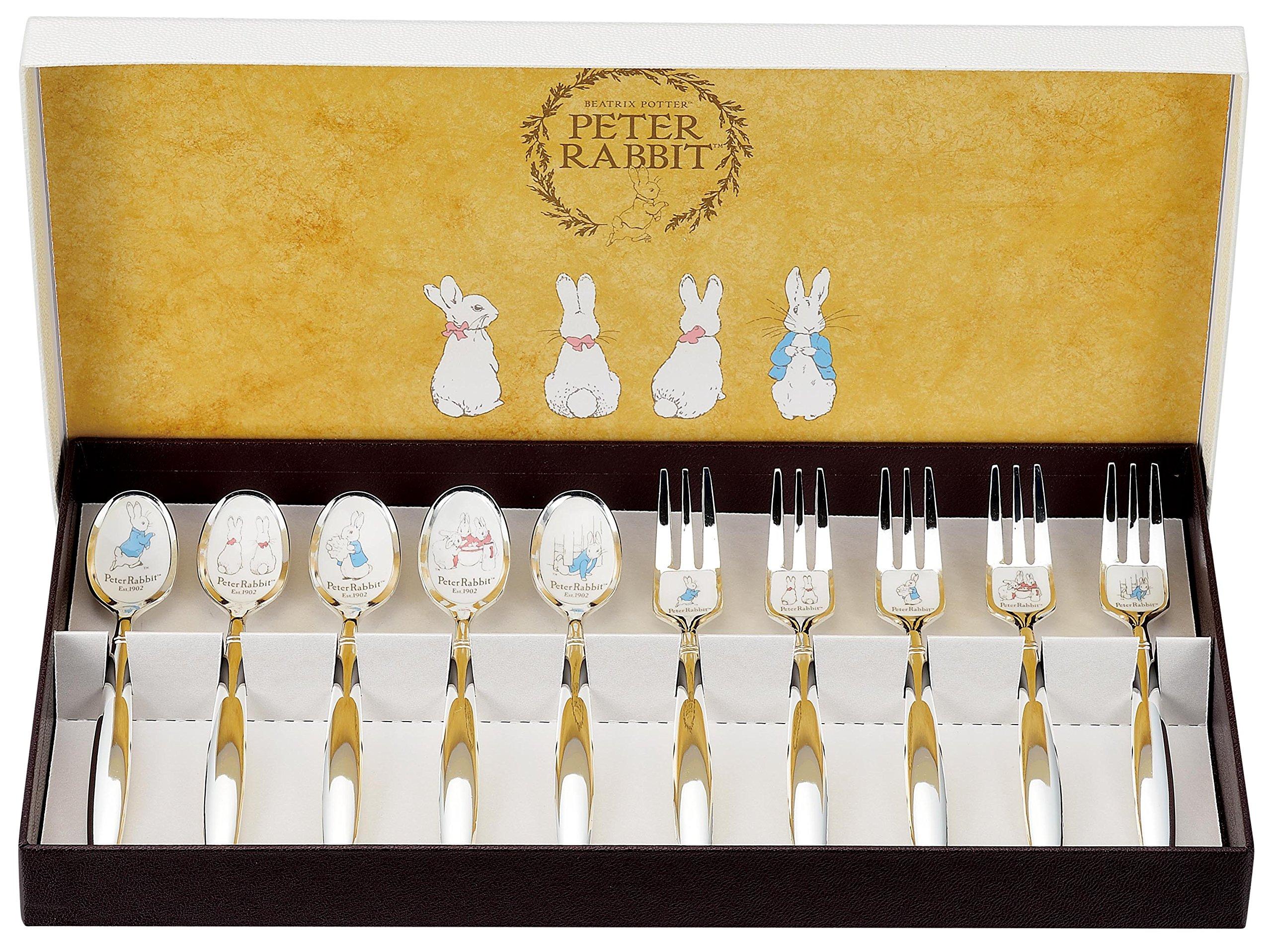 

Asahi Peter Rabbit Cloisonné Spoons and Forks (Silver Finish) Set of 10 PR-0152