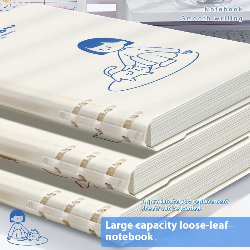 Notebook Loose-Leaf 60 Sheets/120 Pages A5/B5 Loose-Leaf Binder Notebook Puppy/Panda/Dinosaur/Capybara Horizontal Line