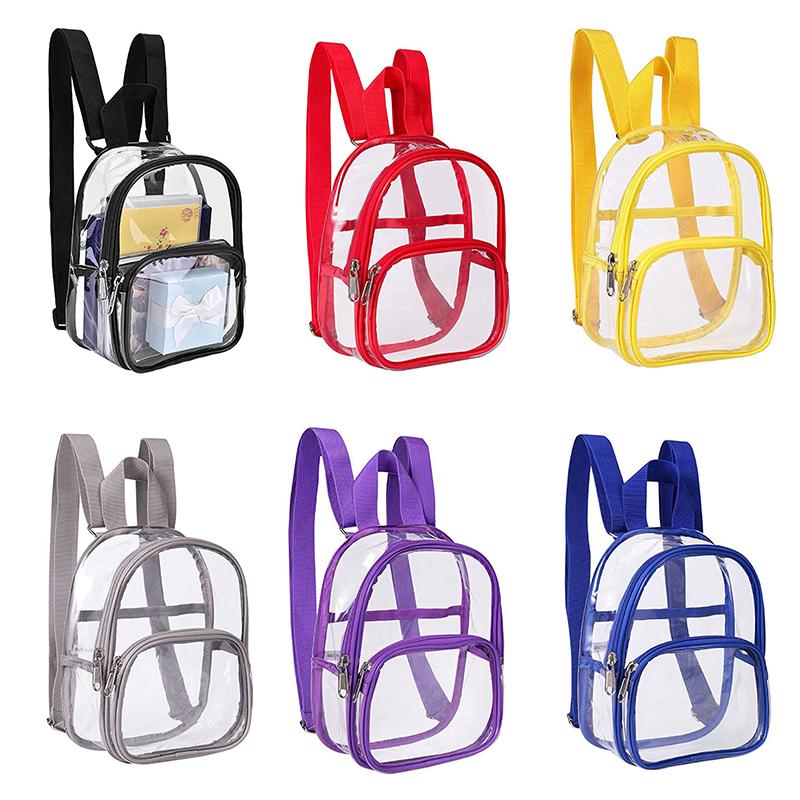Pvc Transparent Backpack  Simple Lightweight Backpack Cute Mini Clear Bags Waterproof Travel Schoolbag Sports Bags