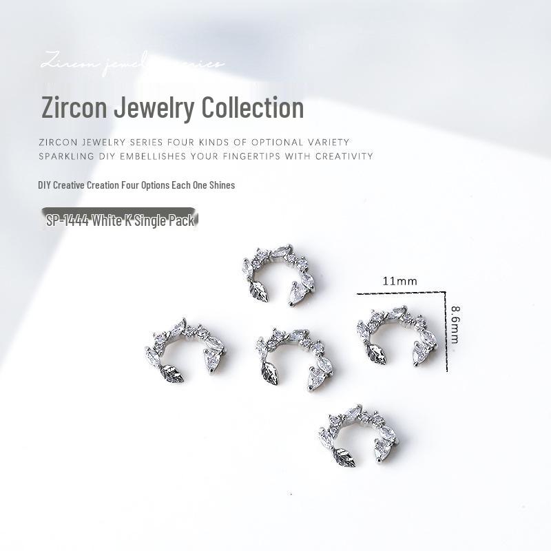 Gold & Silver Bow Heart Zircon Rhinestone Nail Art Jewelry