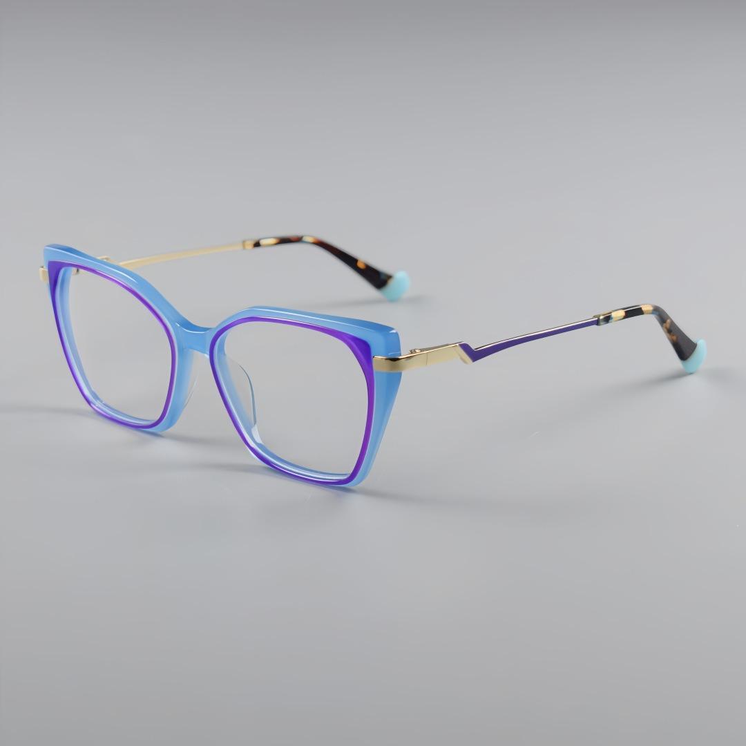 

Women Acetate Myopia Glasses Frame Cat Eyes Vintage Optical Prescription Eyeglasses Custom Eyewear -0.50 to -6.0 plastic demo lens синий