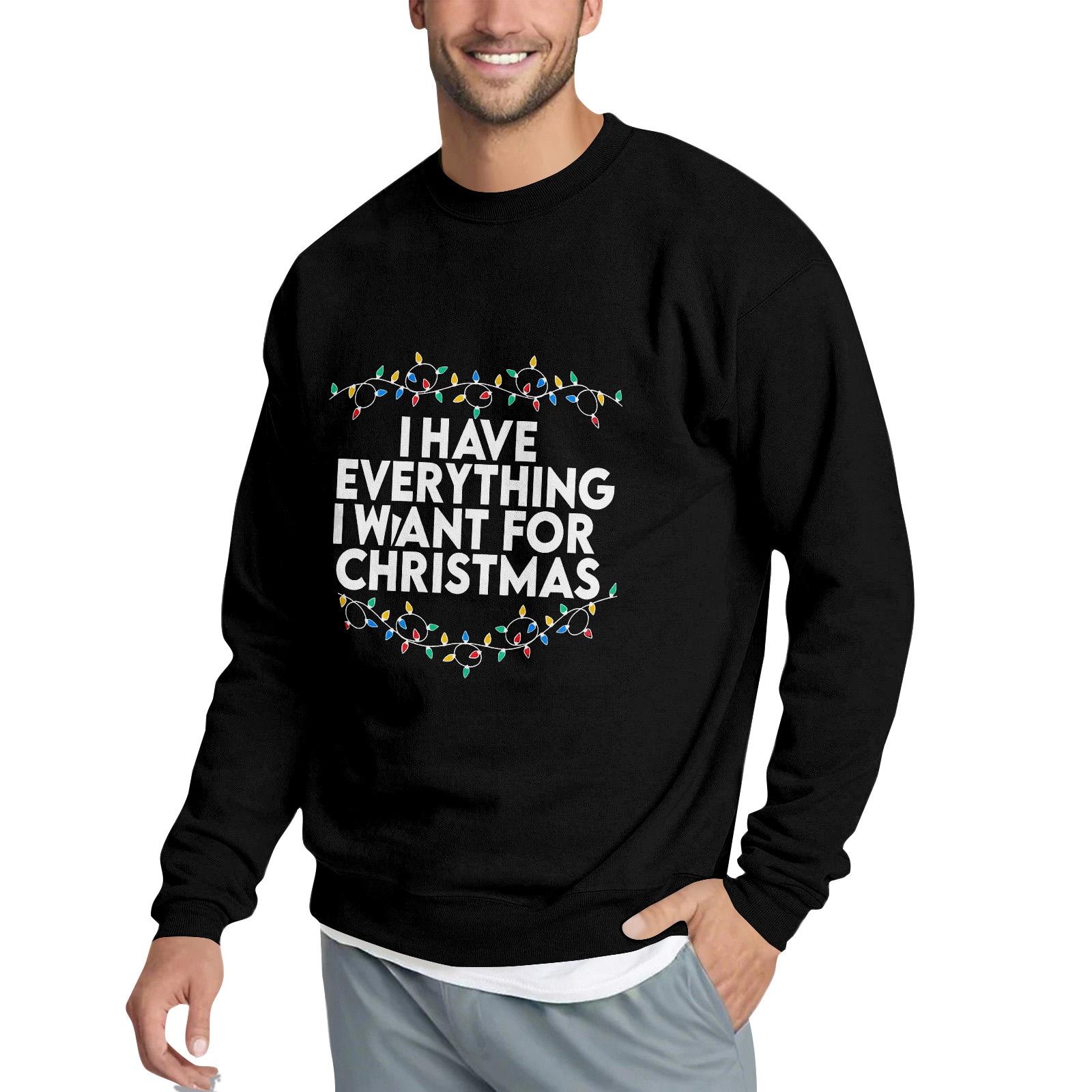 

Мужской свитшот свободного кроя с круглым вырезом и рождественским принтом L чёрный