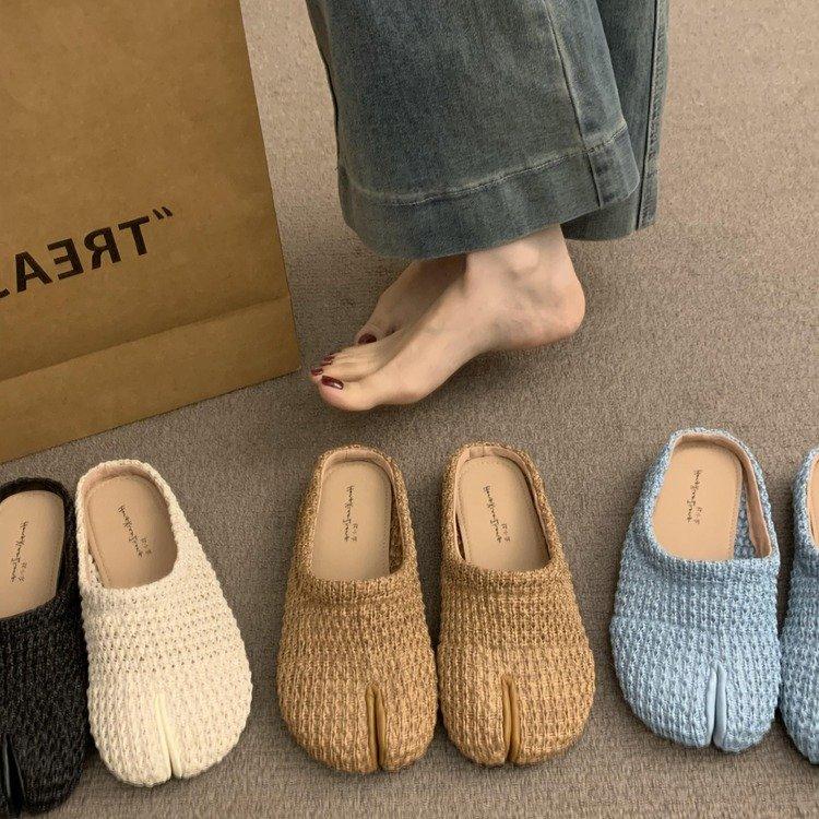 Fashion Women Tabi Flats Shoes 2025 Summer New Mules Split Toe Slippers Shoes