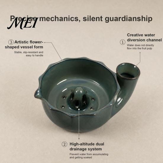 Fruit Vinegar Dipping Bowl Ceramic Berry Washing Bowl, with Side Pouring Spout And Drain Gift for Kitchen Enthusiasts Holes Design, Self Spinning