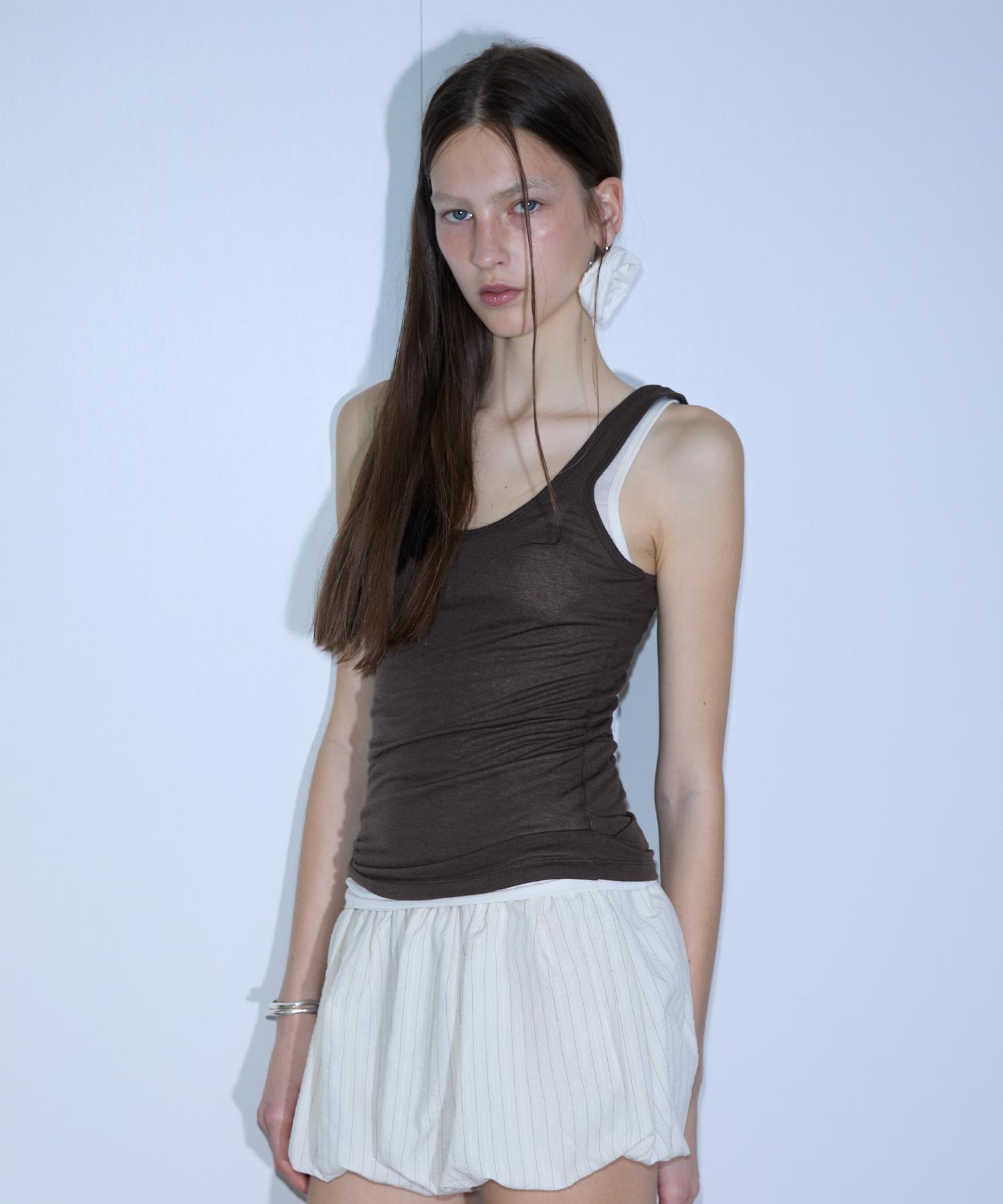 The Porta Porta Classic Rib Tank Top, Brown Brown/Free
