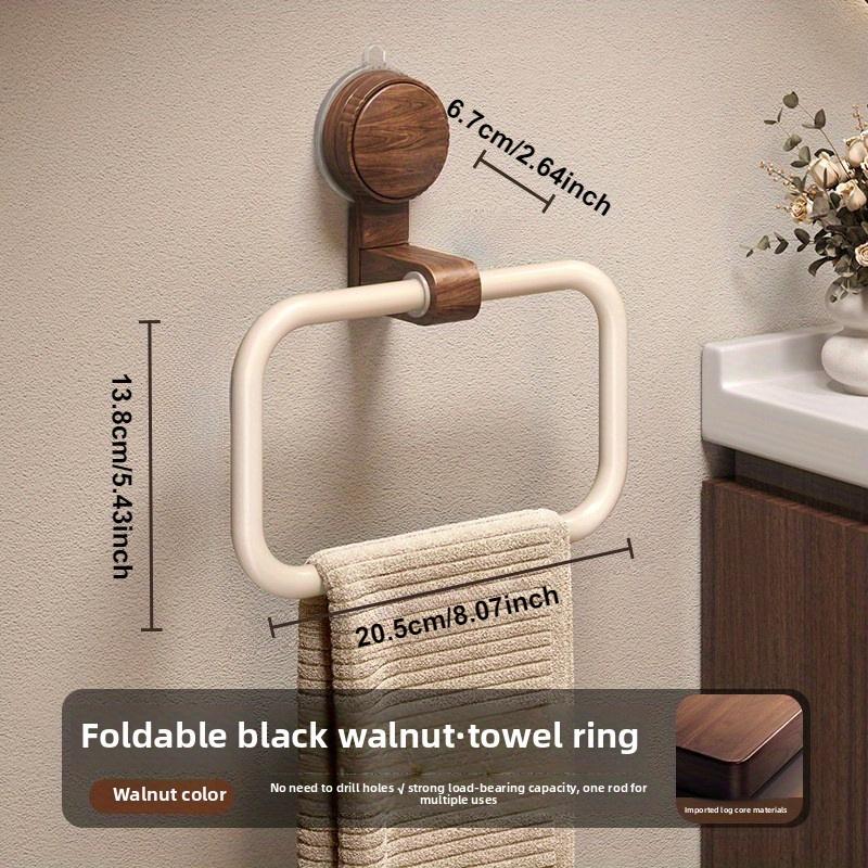 

Полка для полотенец в ванную на присосках без сверления - Алюминий с отделкой под винтажный орех, дизайн круглого кольца, компактное клейкое крепление для организации ванной комнаты 1pc