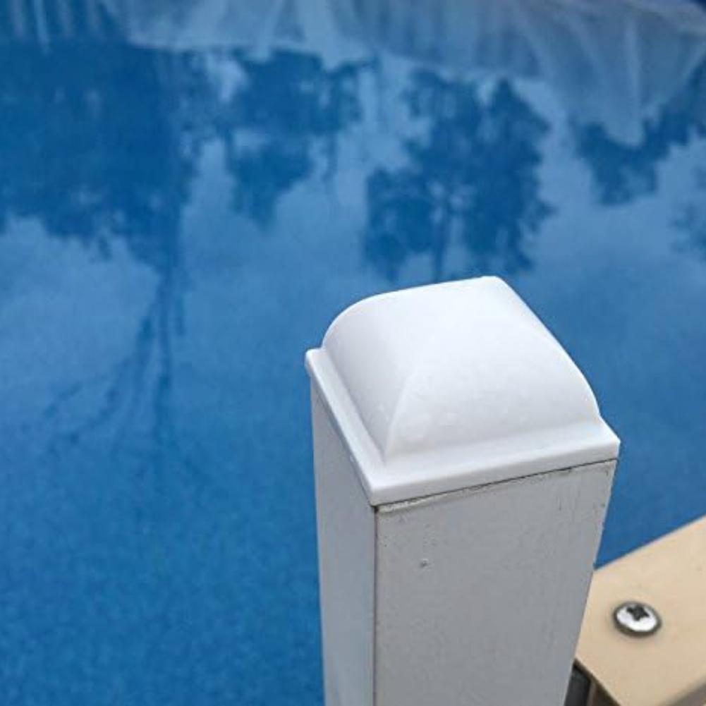 White PP Pool Fence Post Covers Fits 1 5 Inch Square Hollow Posts for Enhanced Safety Around Above Ground Pools