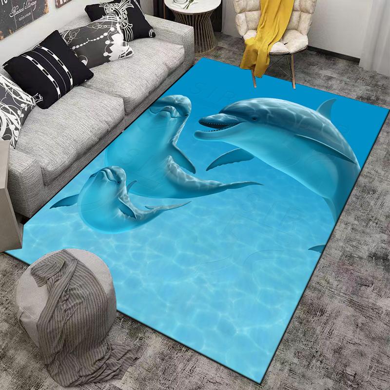 Dolphin Ocean Water Theme Carpet for Bedroom and Living Room Decor Suitable for Use As an Anti-slip for Living Room Bedroom Sofas