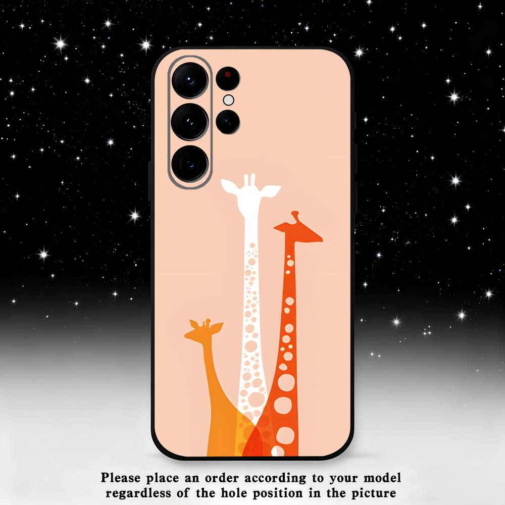 Giraffes Cute Animal Phone Case For Samsung S25,S24 Ultra,S20,S30 plus,S22 plus,S23,S30 Ultra 5G Silicone Black Shell