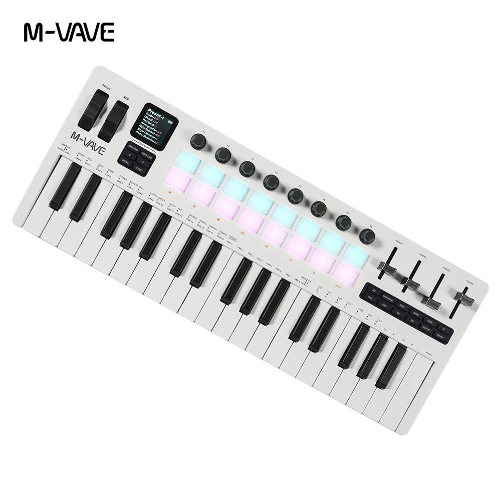 M-VAVE SMK-37 PRO 37 key Keyboard Supports Wireless Connection to Multiple Systems 3 Octave Range MIDI 16 Drum Pads Sound Source