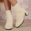 Suede Martin Boots Women'S Autumn And Winter Round Head Fashion Boots Large Size Coarse Heel High Heel Small Short Boots