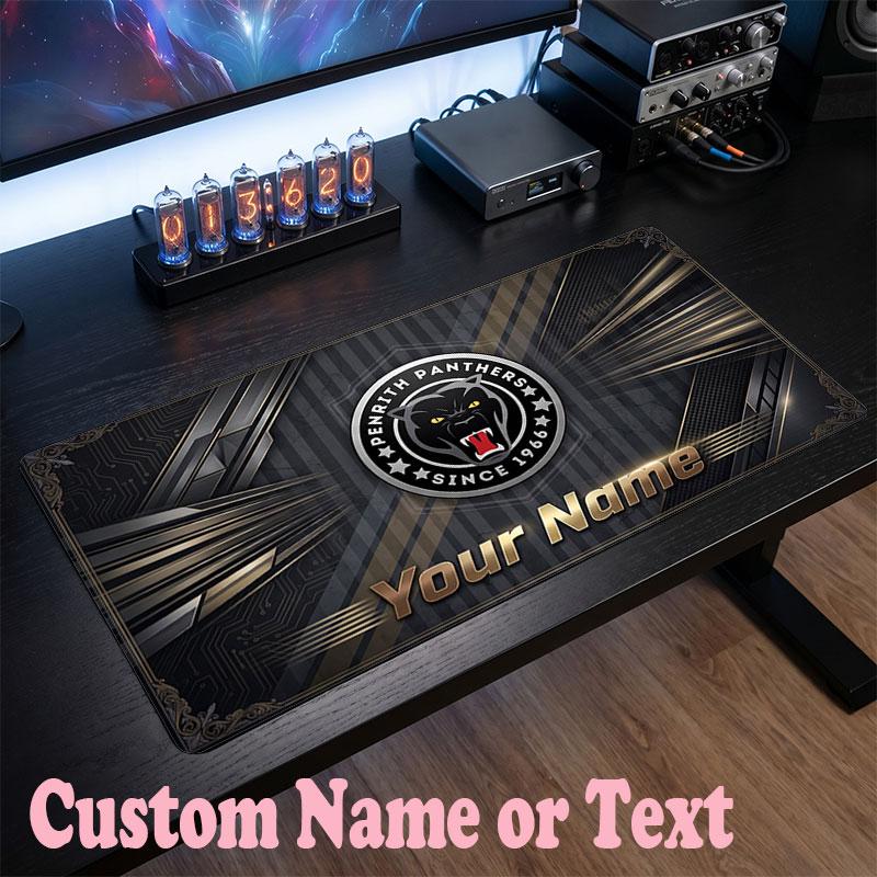 Penrith Panthers Customized Name Text Mouse Pad, Large Desk Mouse Mat Personalized Home Office Present