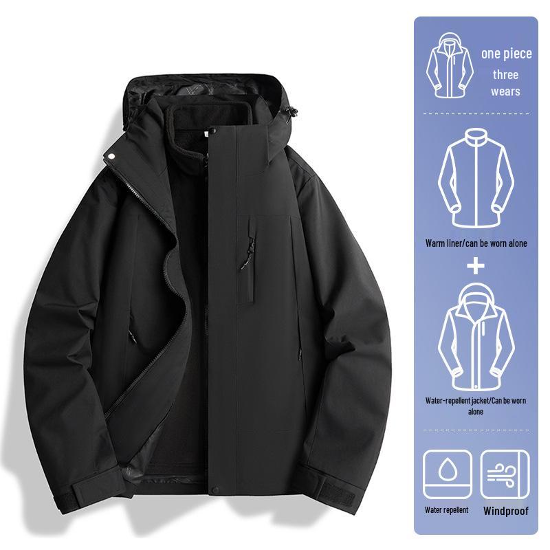 2024 Unisex Outdoor Windproof & Waterproof Jacket with Detachable Liner for Travel, Hiking, & Mountaineering