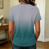 Damen Casual Raglanärmel Rundhals Kurzarm T-Shirt Farbverlauf Druck Leichtes Sommer Oberteil