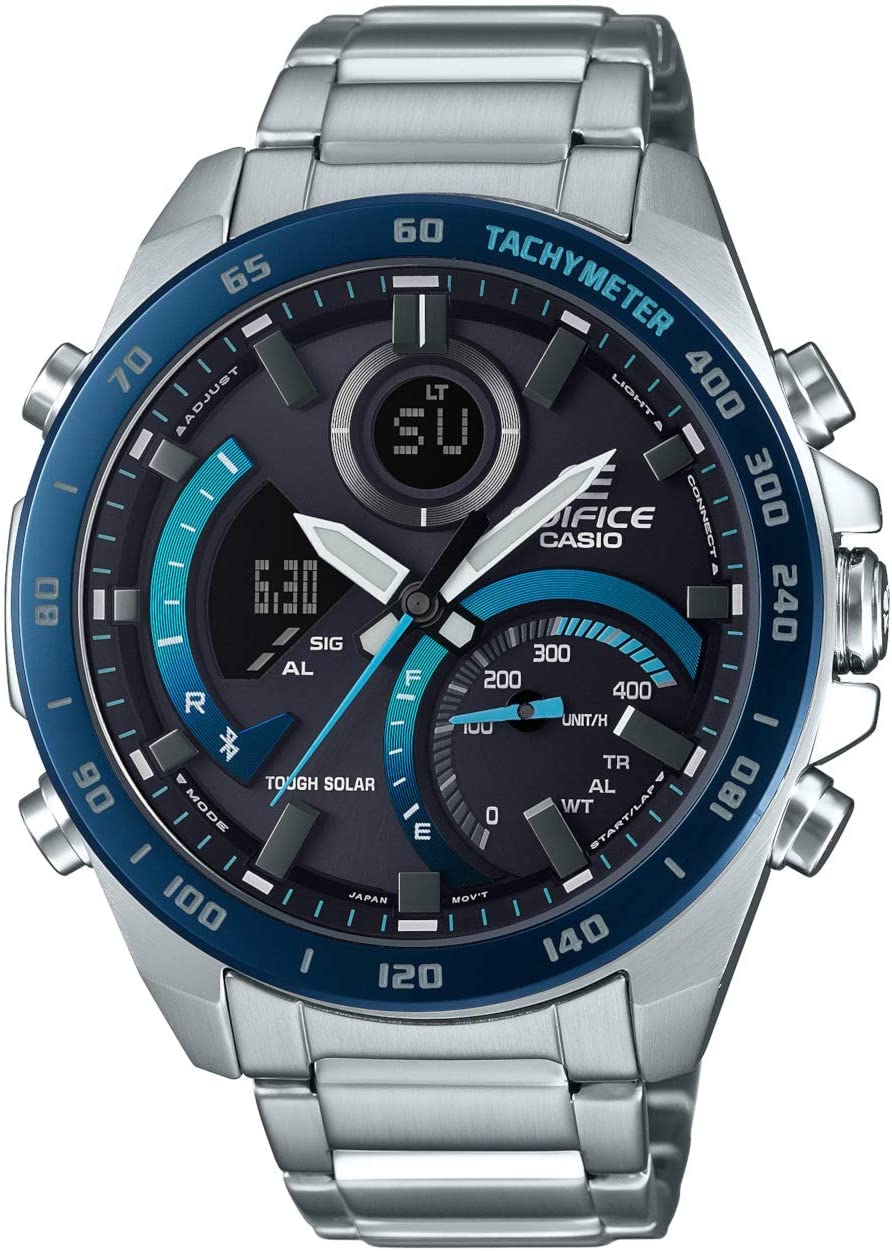 Мужские часы Casio Edifice ECB-900DB-1BER Серебристые из Нержавеющей Стали серебряный