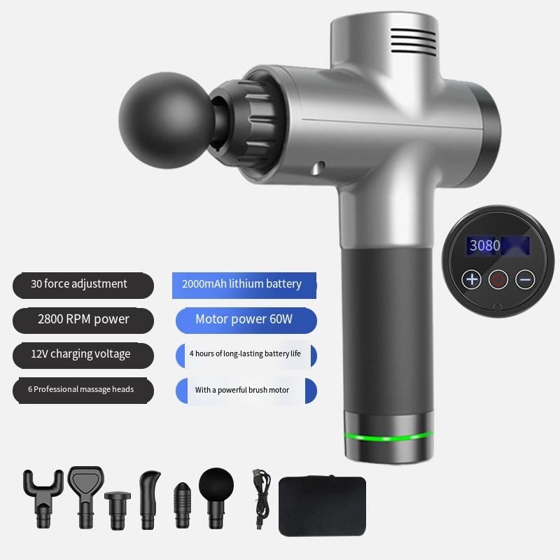 Electric Fascia Massage Gun Deep Tissue Body Muscle Relax Pain Relief Noise Reduction LCD Display for Neck Back Leg Fitness