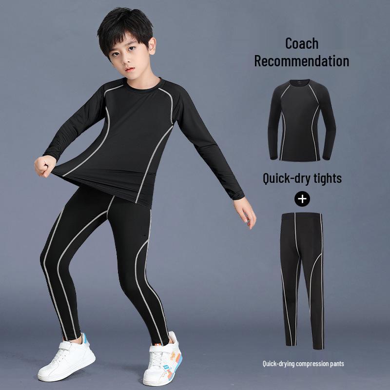 Children's Quick-Drying Sports Suit: Boys Basketball Compression Shirt & Football Base Layer for Spring Training