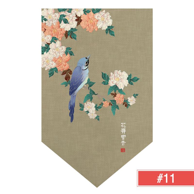 Chinese Half Curtain Ancient Style Lotus Printed Pennant Kitchen Door Short Curtain Home Bedroom Window Decor Window Shade