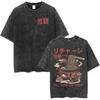 Hot Osaka Dotonbori Japan Illustration Doublesided Print Tshirts Vintage Washed Japanese Style Cityscape Cotton Top Tee