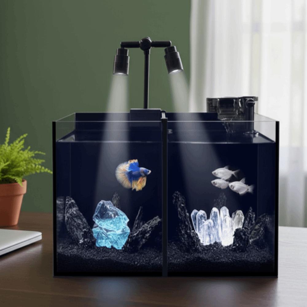 Doppelköpfige Mini-Clip-Aquarienlampe, 6 W, verstellbarer Zoom, USB-Energiespar-LED-Aquarien-Pflanzenleuchte