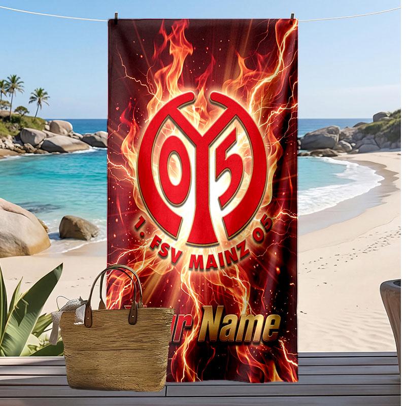 Mainz 05 Personalized Printed Beach Towel Soccer Logo Support Custom Name Text Absorbent Towel For Sport Travel Special Gift