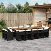 VidaXL 15-piece Garden Dining Set Cushions Black Braided Resin 3278006