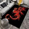 "Fiery Red Dragon Pattern Rug with Black Background for Home Decor" Suitable for use as an anti-slip for living room bedroom sofas
