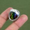 Faceted Ammolite Ring 925 Sterling Silver Ring Handmade Ring Gemstone Rings Natural Ammolite Jewelry Gifts For Mother Available In Ring Size