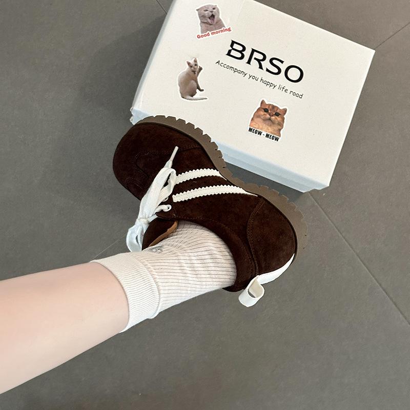 Big head color matching wedge heel German training shoes women's summer fashion retro versatile lace-up muffin bottom casual and comfortable sports s