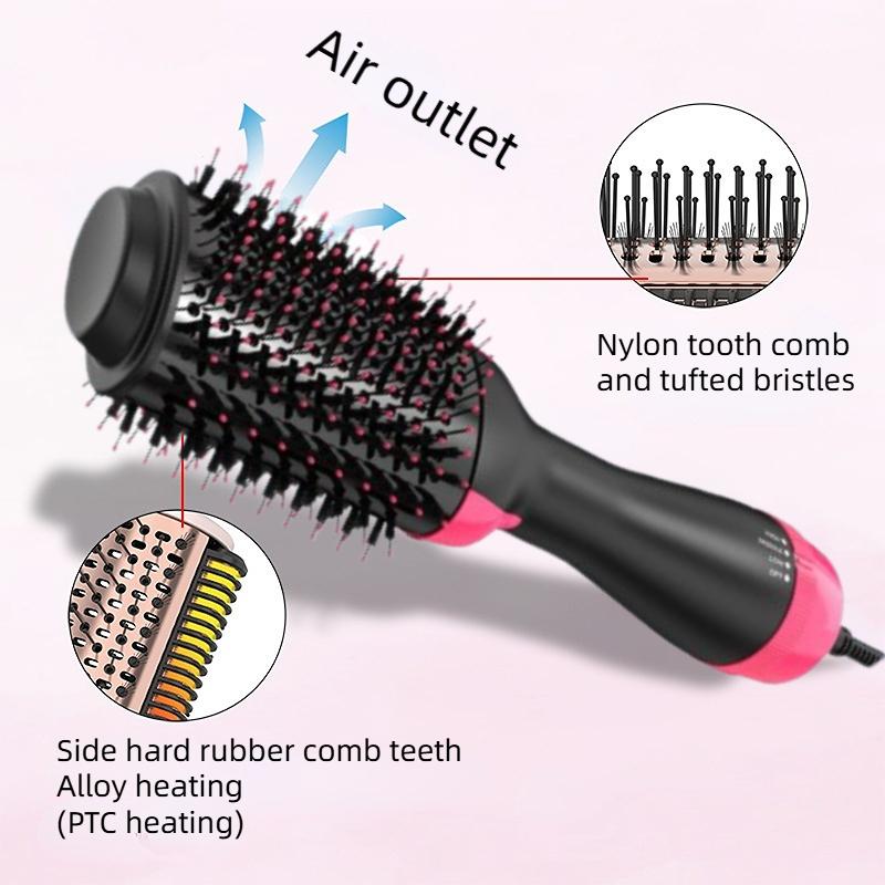4 in 1 Hot Air Brush One-Step Heating Comb Straightening Brush Professional Electric Comb Brush Dryer and Straightening Brush EU Plug