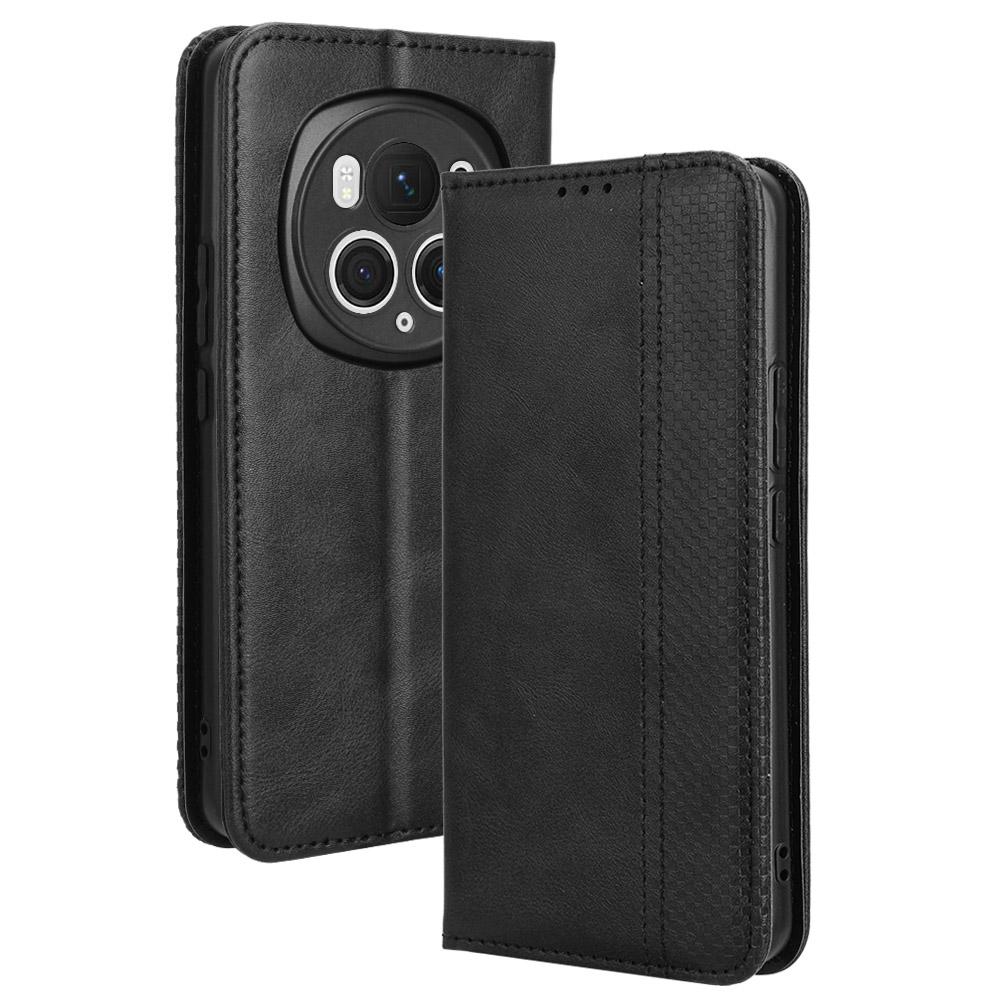 

For Honor Magic6 Pro 5G Case Magnetic Imprinted Mosaic Border Phone Wallet Cover A