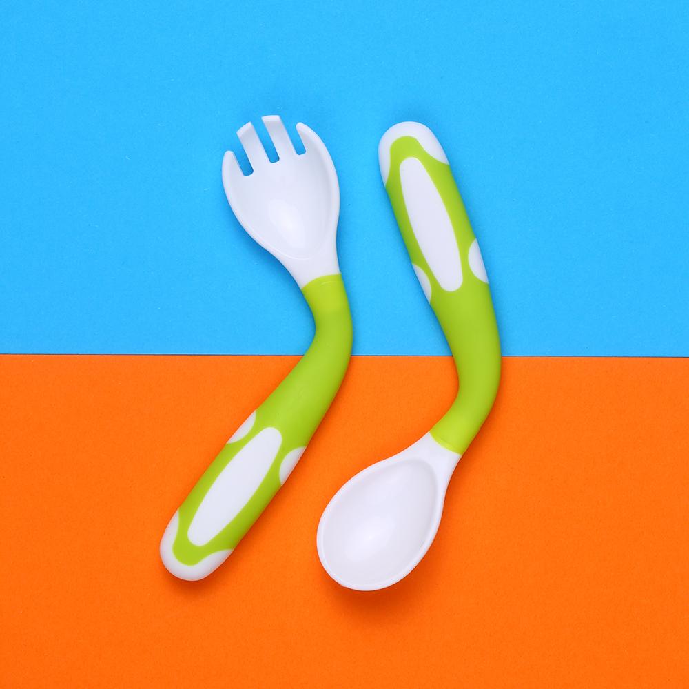 Baby Spoon and Fork Set Travel Case Bendable & Non-Slip Handle Baby Training Spoon with Storage Box Portable Baby Tableware for Babies Infants Toddler