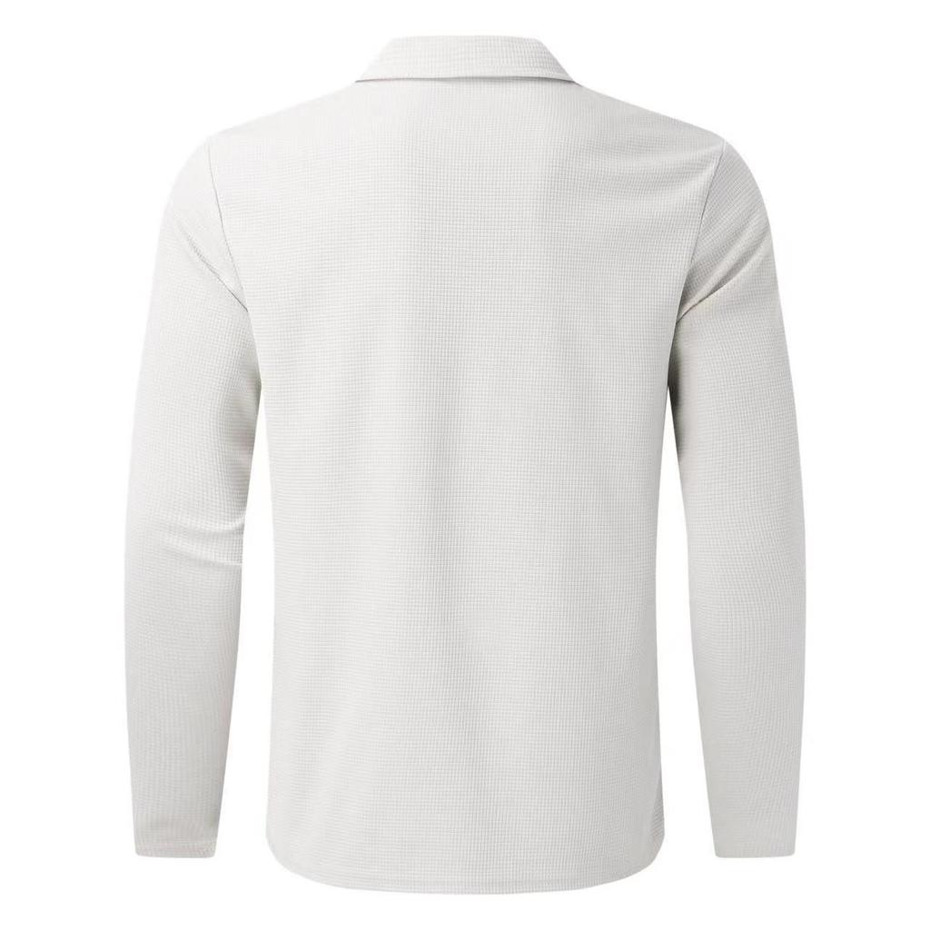 European and American Autumn Zipper Long-Sleeved Men's Polo Shirt