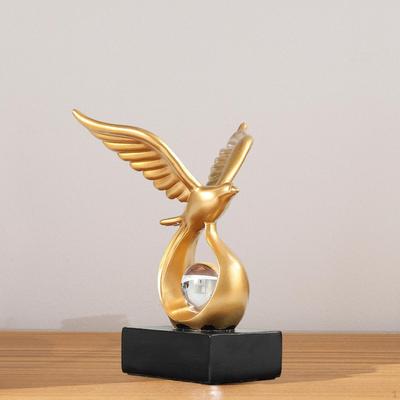 Fågelstaty, Djurskulptur Klar Kula Dekorativ Samling Sprida Vingarna Prydnad, Harts