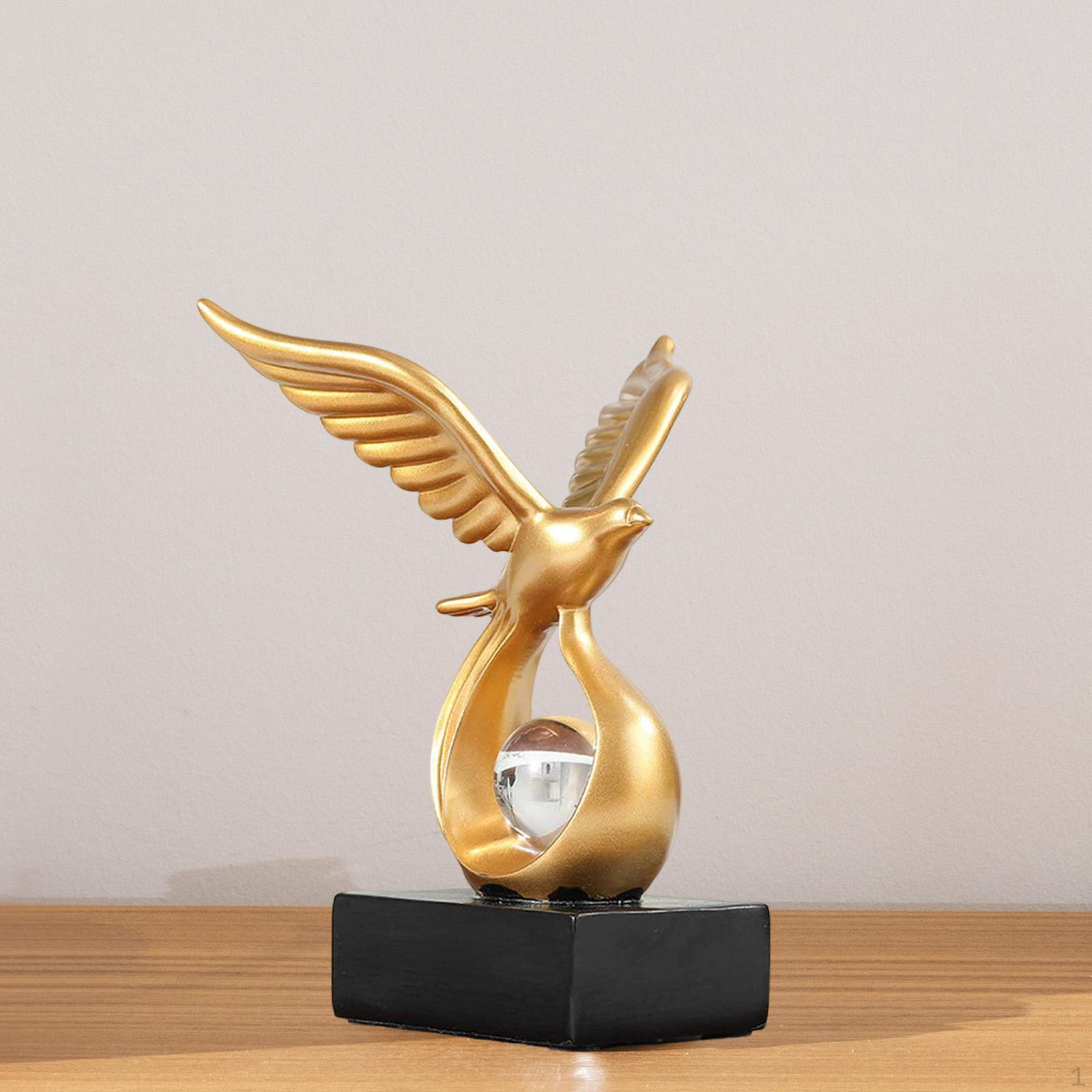 Статуэтка птицы, Скульптура животного, Декоративная коллекция с прозрачным шаром, Украшение «Расправь крылья», Смола