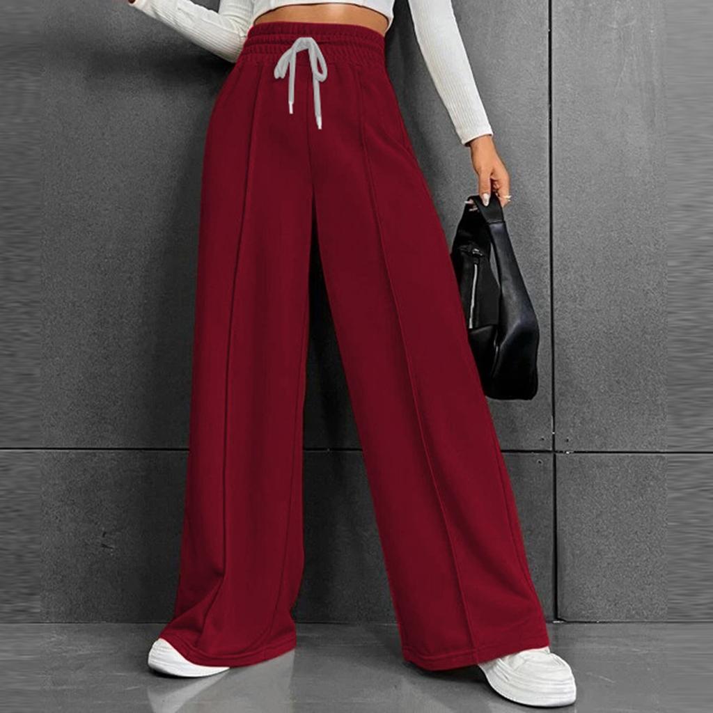 Women's Versatile Casual Comfortable Loose High Waist Drawstring Wide Leg Trousers