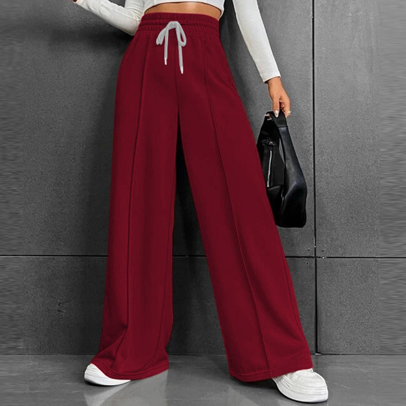 

Женские универсальные повседневные удобные свободные брюки с высокой талией на кулиске и широкими штанинами M