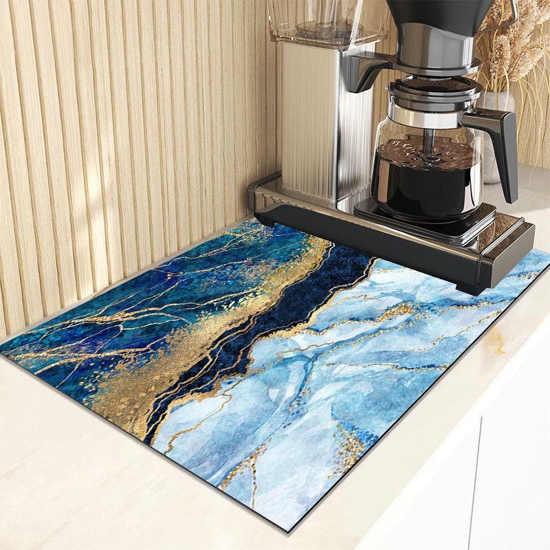 Dish Drying Mat Kitchen Countertop Mat Household Tableware Drain Mat Cup Bowl Plate Drying Placemat Non-slip Mat Home Supplies