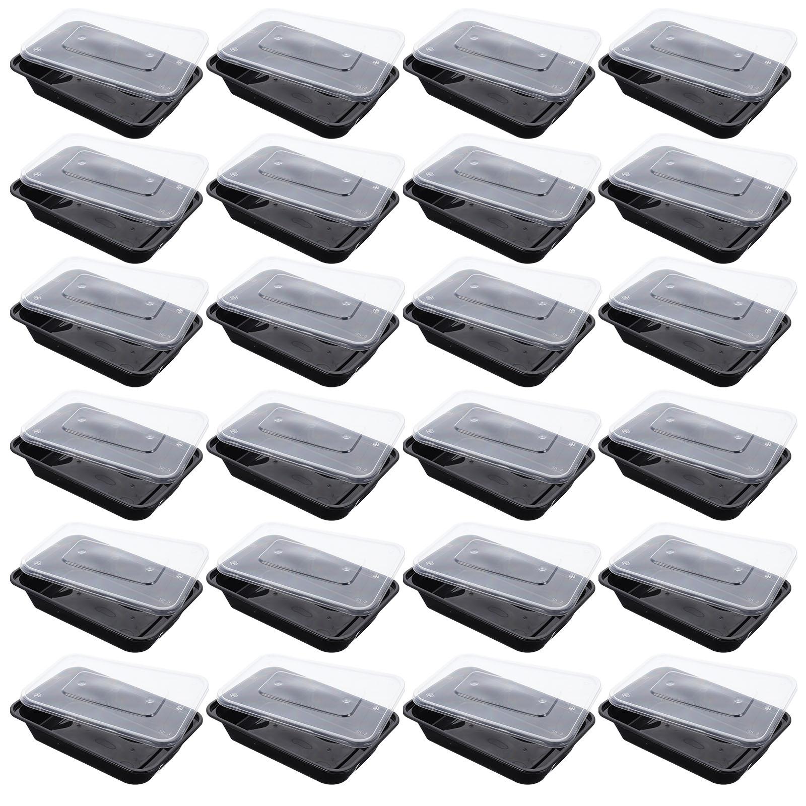 

50 Pcs Rectangle Lunch Box Disposable Food Containers Take Out Boxes With Lid Kitchen Dining Storage Boxes Salad For чорний