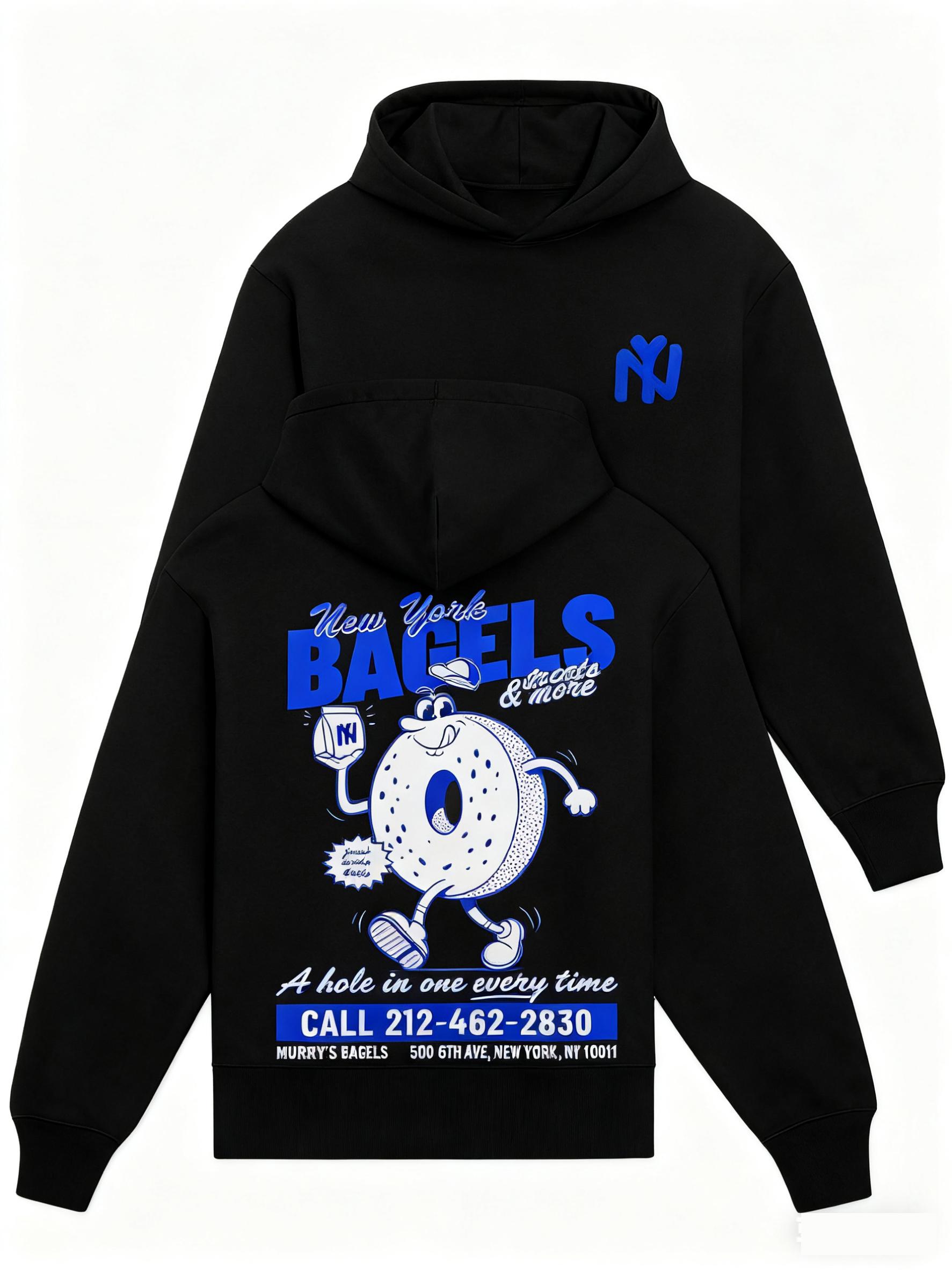 Best-selling New York Bagel Organic Hoodie Men s Fashion Trend Sweatshirts Autumn Winter Casual Loose Pullovers S