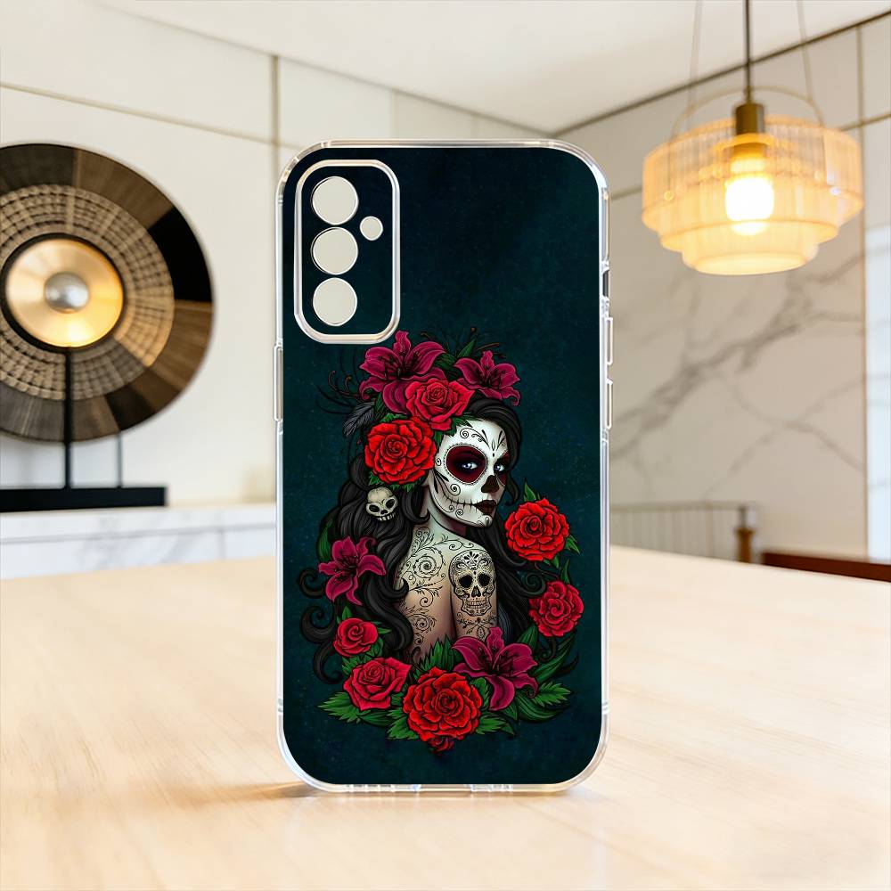 M-Mexican Catrina S-Skull  Phone Case For SamsungA10,12,20,21S,30,31,40,50,51,52,70,71 Transparent Cover Samsung a40