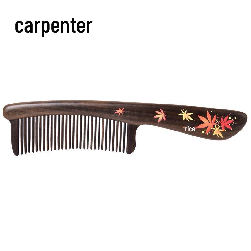 Tan Mujiang Inlaid Tooth Wooden Comb Set