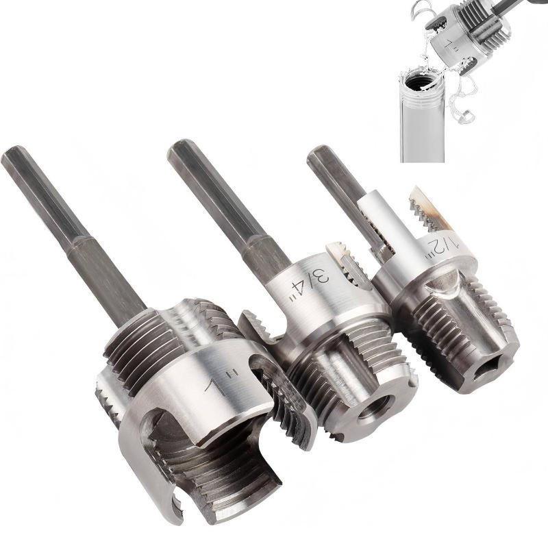 Integrated Internal & External Pipe Threading Tool 3PCS Durable PVC Pipe Threader Kit for Household DIY Plumbing Renovation Tasks