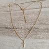 18K Gold-Plated Women's Stainless Steel Cross Necklace with CZ Zirconia