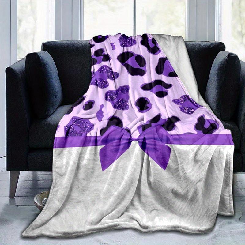 1pc. Purple Leopard Print Blanket - Home Decor, Office Throw, Outdoor Gift, All Season Suitablez041711 75x90cm